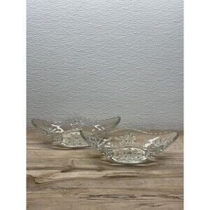 Vtg 1960 Anchor Hocking Star Of David Prescut Glass Small Gondola Bowl Set Of 2